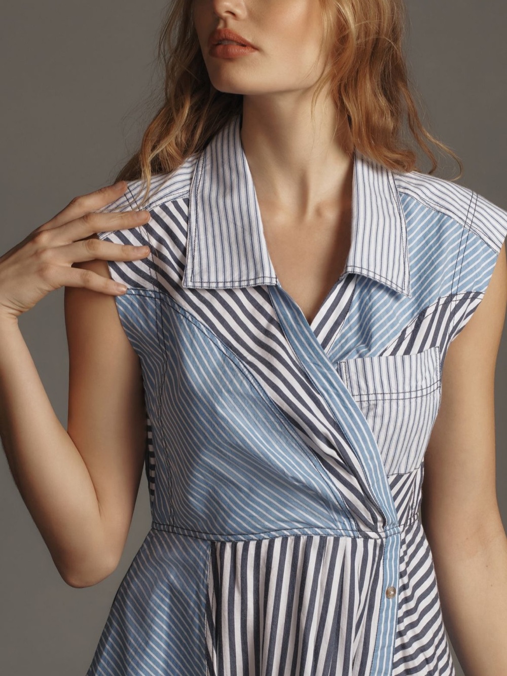 Anthropologie Pilcro Asymmetrical Button-Front Wrap Dress - size XS - Picture 9 of 11